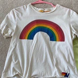 Aviator nation off white rainbow shirt xs